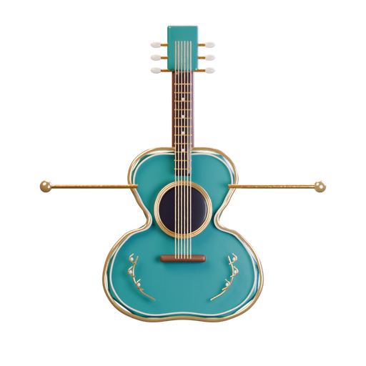 TWANG’s teal Guitar with gold strings